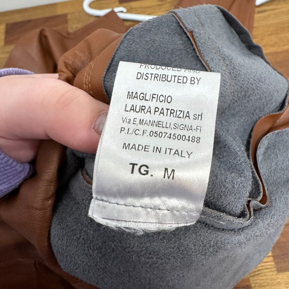 B.YU Italy Womens‎ Faux Leather Pants Medium Camel Skinny Designer Chic Brown - Picture 5 of 7